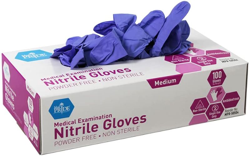 Photo 1 of exp.02/26/2026 MedPride Powder-Free Nitrile Exam Gloves, Large, 100 Count, Pack of 10