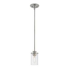 Photo 1 of Filament Design 1-Light Brushed Nickel Mini-Pendant with Clear Glass Shade