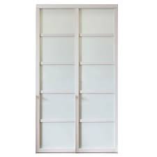 Photo 1 of 3-PACK of 78IN X 19IN Tranquility 5-Lite White Wood Frame White Back Painted Glass Panels Interior Sliding Closet Door Panels