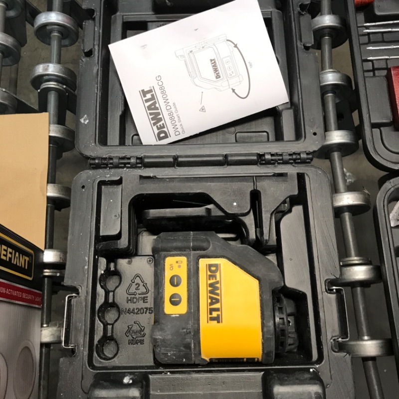 Photo 1 of DEWALT 165 ft. Red Self-Leveling Cross-Line Laser Level with (3) AA Batteries & Case