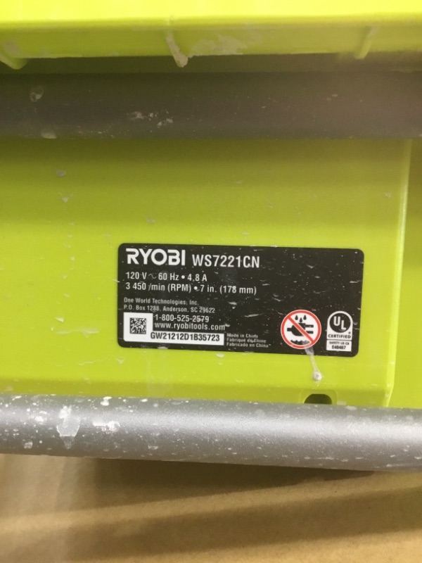 Photo 3 of Ryobi WS722 7 Inch 4.8 Amp Portable Tabletop Wet Tile Saw with Miter Guide and Induction Motor