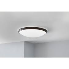 Photo 1 of Commercial Electric 14 in. Brushed Nickel and Oil-Rubbed Bronze Selectable Integrated LED Flush Mount with Interchangeable Trim