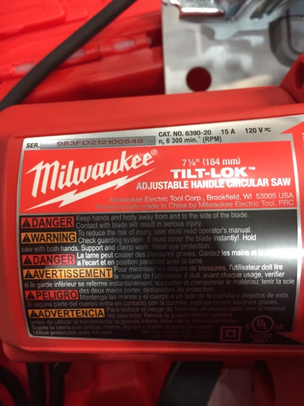 Photo 4 of Milwaukee
15 Amp 7-1/4 in. Tilt-Lok Circular Saw with Hard Case