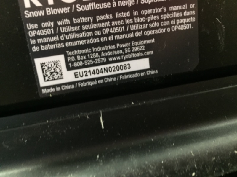 Photo 13 of RYOBI
40V HP Brushless Cordless Electric 24 in. Self-Propelled 2-Stage Snow Blower - (4) 6.0 Ah Batteries & Dual-Port Charger