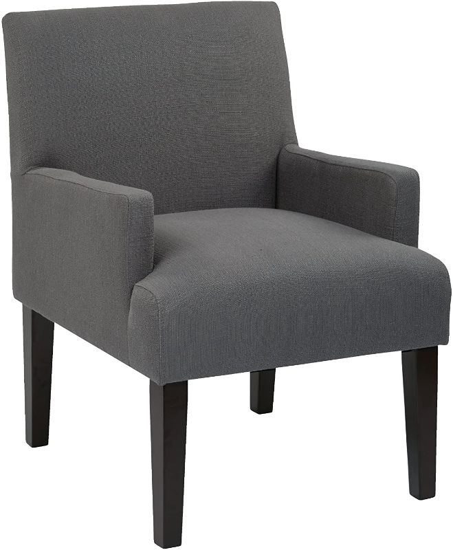 Photo 1 of **missing leg*** OSP Home Furnishings Main Street Upholstered Guest Chair with Espresso Finish Legs, Woven Charcoal
