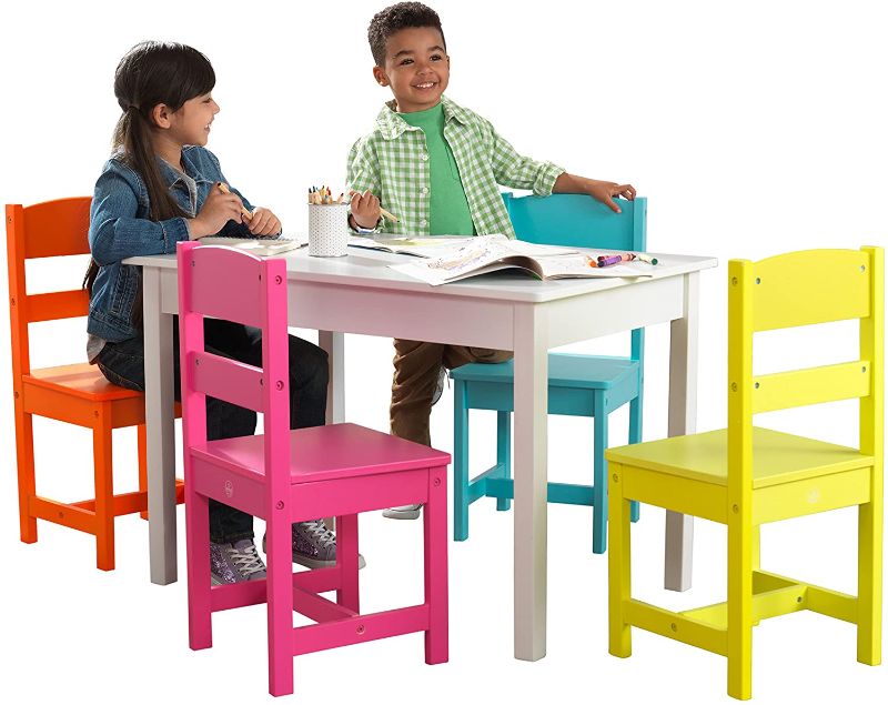 Photo 1 of KidKraft Wooden Table and 4 Chair Set, Children's Furniture, Brightly Colored - Highlighter, Gift for Ages 3-8
