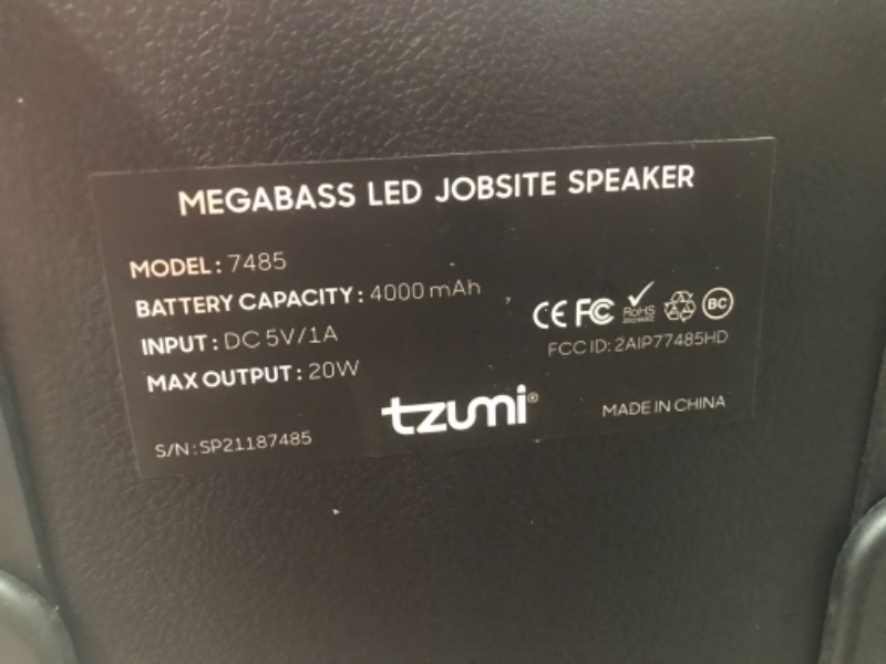 Photo 1 of Tzumi
Megabass LED Jobsite Speaker