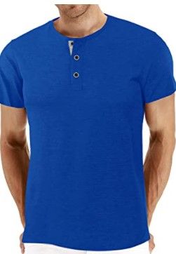 Photo 1 of BBDMY Men's Fashion Casual Front Placket Short Sleeve Henley T-Shirts Cotton Shirts
SMALL