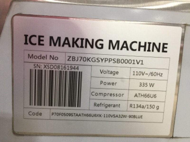 Photo 5 of DAMAGED TOUCH SCREEN, BENT ON TOP LEFT CORNER, VEVOR 110V Commercial Ice Maker 150 LBS in 24 Hrs Stainless Steel with 33lbs Storage Capacity 45 Cubes 
