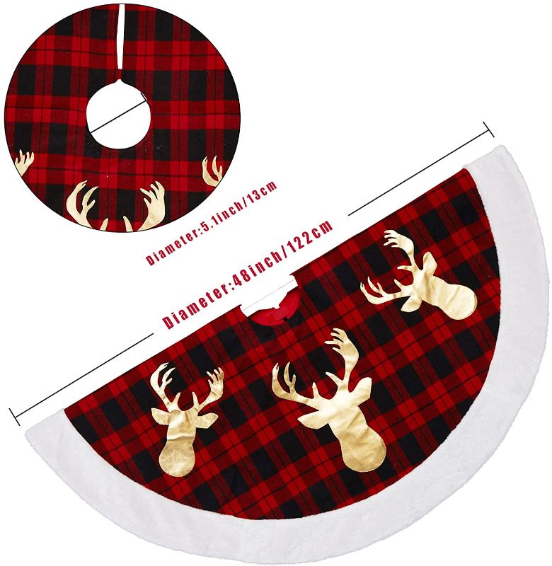 Photo 1 of 2 pack Christmas Tree Skirt 48 Inch, Buffalo Plaid Christmas Tree Skirt Redack