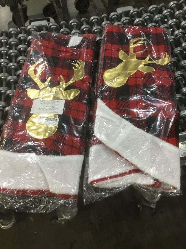 Photo 2 of 2 pack Christmas Tree Skirt 48 Inch, Buffalo Plaid Christmas Tree Skirt Redack