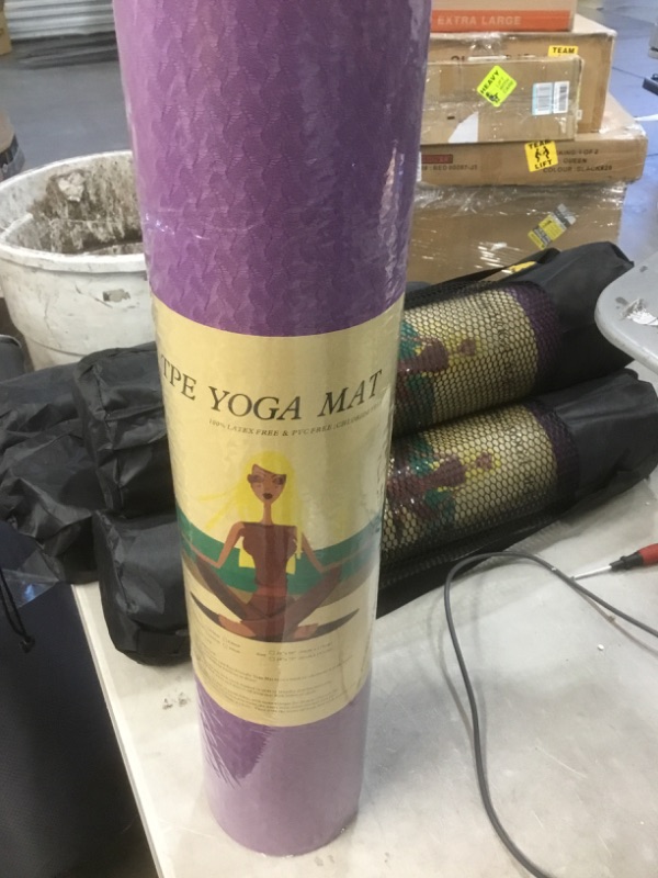Photo 2 of (N/A) Eco Friendly TPE Yoga Mat Non-Slip Workout Mat for Yoga, Pilates and Exercises Extra Wide 72"x 26" Thickness 6mm 1/4 Inch with Carrying Strap
