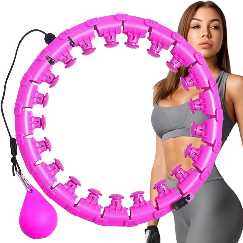 Photo 1 of LEAPSEE Weighted Smart Hoola Hoop Abdomen Fitness Exercise Circle 360° Auto-Spinning Massage No Fall with Soft Gravity Ball 24 Detachable Knots Adjustable Sizes
