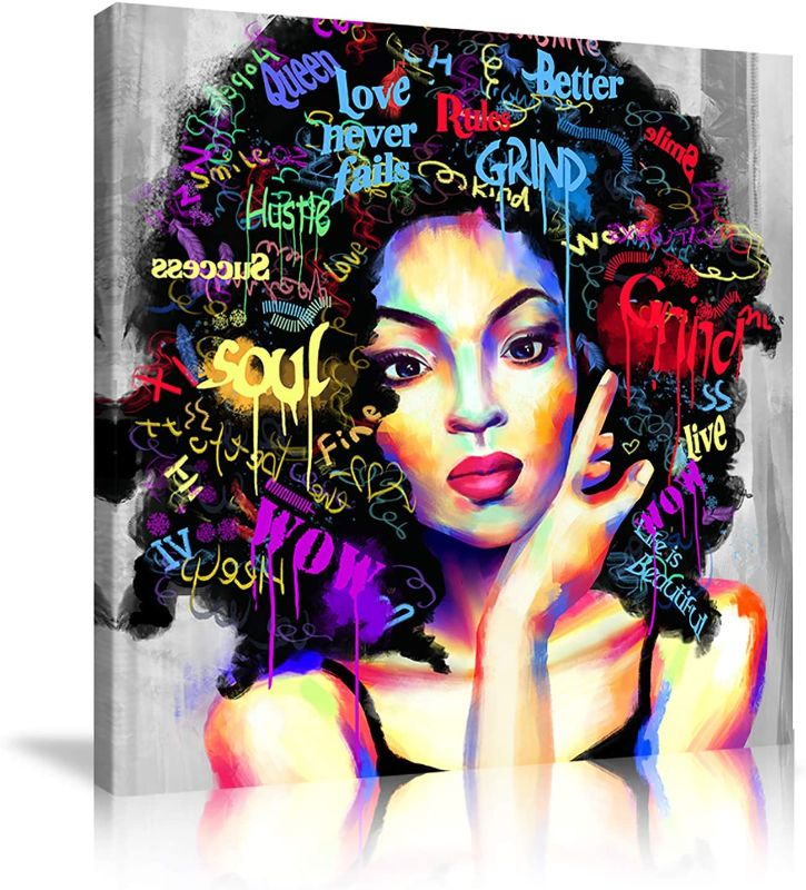 Photo 1 of AMEMNY Colorful African American Girl Paintings Abstract Colorful Women Wall Art Afro Black Art Beautiful African Women Picture Abstract Women Posters Paintings Canvas African American Paintings
20X20 INCH