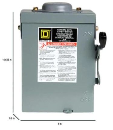 Photo 1 of 30 Amp 120-Volt 2-Pole Fused Outdoor General Duty Safety Switch
