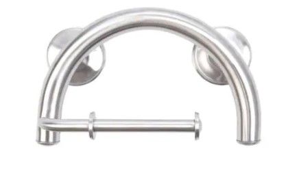 Photo 1 of 2-in-1 11.25 in. x 1.25 in. Grab Bar and Wall Mount Toilet Paper Holder with Grips in Brushed Nickel
***Missing parts***