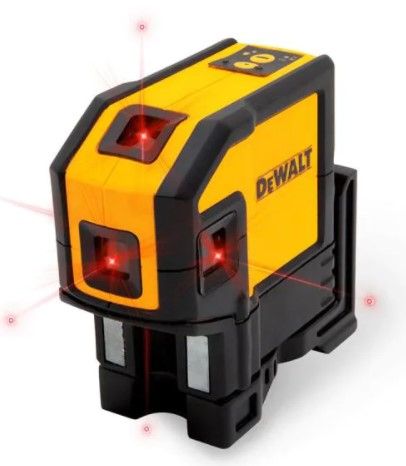 Photo 1 of 165 ft. Red Self-Leveling 5-Spot & Horizontal Line Laser Level with (3) AA Batteries & Case
