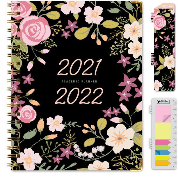 Photo 1 of 2021-2022 - Hardcover Planner - BLACK FLORAL (Large (8.5" x 11"))