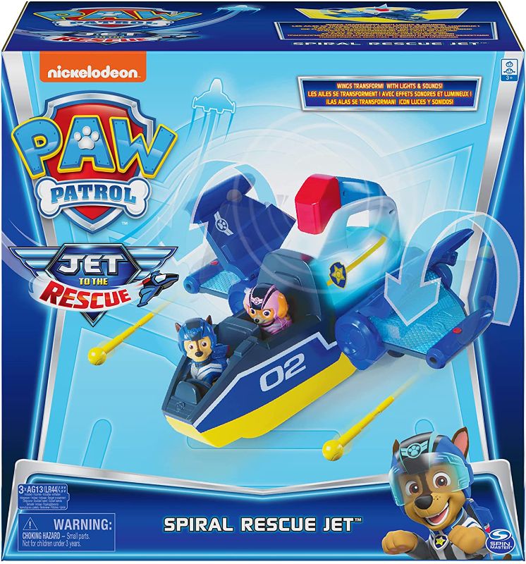 Photo 1 of Paw Patrol, Jet to The Rescue Deluxe Transforming Spiral Rescue Jet with Lights and Sounds, Amazon Exclusive