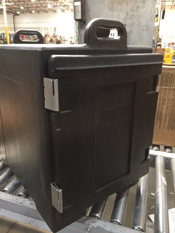 Photo 2 of **NEW**
Carlisle PC300N03 Cateraide Polyethylene Nylex Insulated End Loader Food Pan Carrier, 24" Exterior Length x 16-3/4" Exterior Width x 25" Height x 17" Depth, Black
