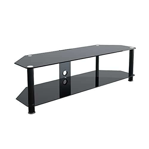 Photo 1 of **NEVER USED***, **PREVIOUSLY OPENED**
Mahara Universal TV Stand for up to 65 Inch HD LED LCD 4K 8K QLED TVs - 140cm - Glass TV Stand with Shelves - Max. TV Weight 45kg/99Lb - Colour: Black
