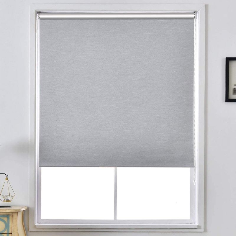 Photo 1 of **USED**
ALLBRIGHT Thermal Insulated Fabric 100% Blackout UV Protection Striped Jacquard Roller Shades for Windows,Easy to Install (Gray, 46'')