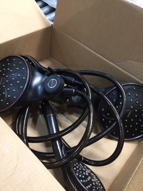 Photo 2 of **PREVIOUSLY OPENED**
2 EA Magnetix 6-Spray Patterns with 1.75 GPM 6.75 in. Wall Mount Dual Shower Heads and Handheld in Matte Bronze