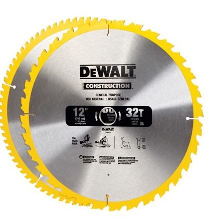 Photo 1 of 12 in. Miter Saw Blade 32-Teeth and 80-Teeth (2-Pack)
