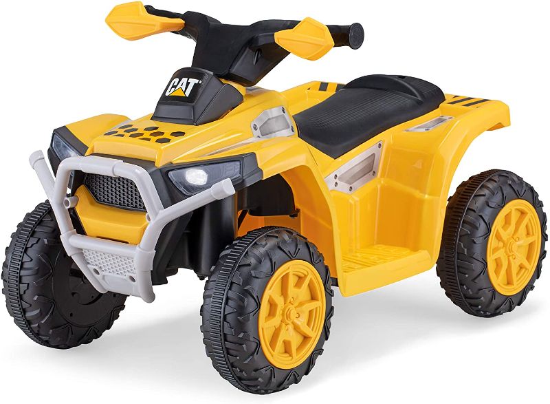 Photo 1 of Kid Trax CAT Toddler Quad Ride On Toy, 6 Volt Battery, 1.5-3 Years Old, Max Weight 44 lbs, Single Seater, Yellow (KT1575AZ)
