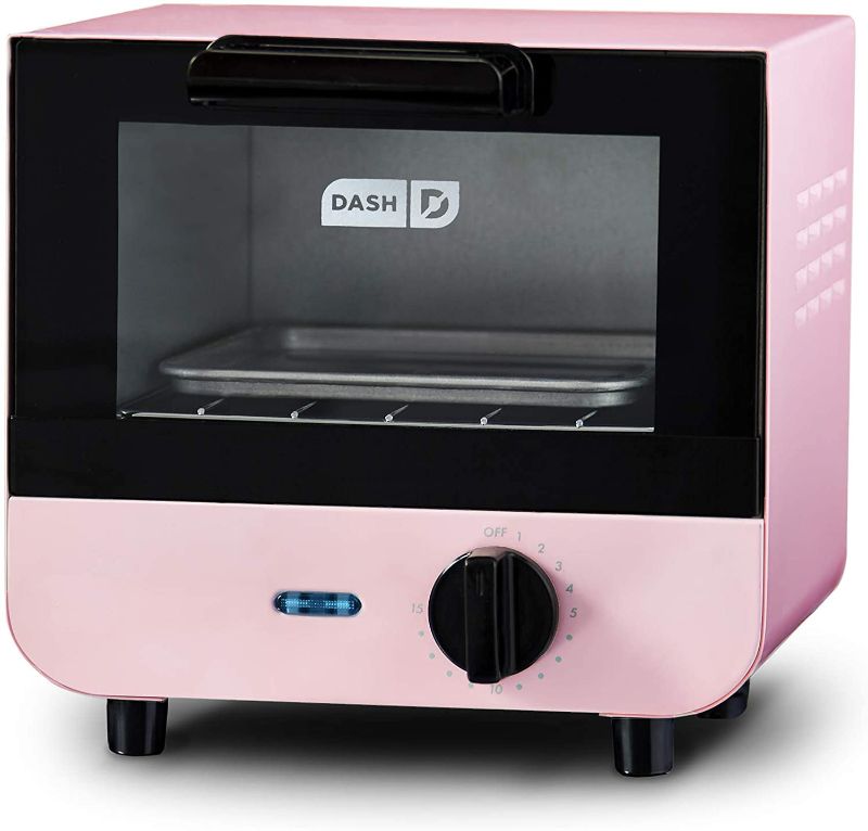 Photo 1 of TESTED WORKS**
Dash Mini Toaster Oven Cooker for Bread, Bagels, Cookies, Pizza, Paninis & More with Baking Tray, Rack, Auto Shut Off Feature - Pink
