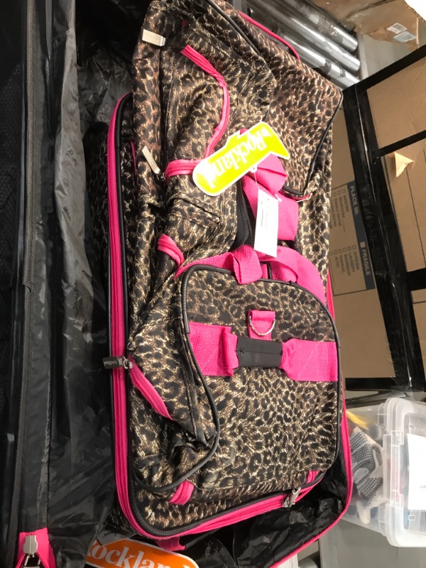 Photo 1 of Rockland Vara Softside 3-Piece Upright Luggage Set, Pink Leopard, (20/22/28)
