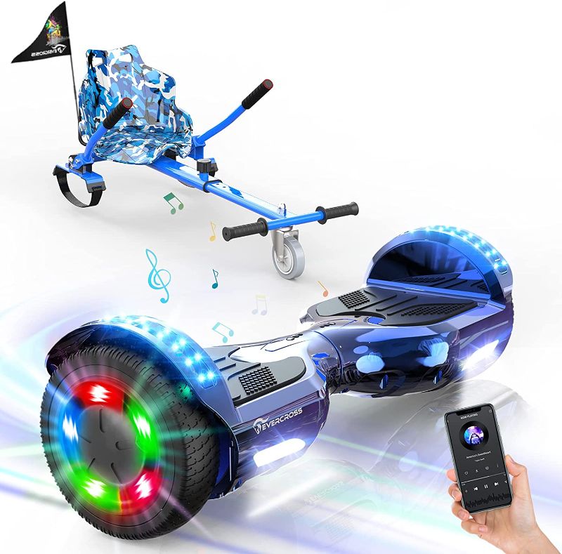 Photo 1 of EVERCROSS Hoverboard, Self Balancing Scooter Hoverboard with Seat Attachment, 6.5" Hover Board Scooter with Bluetooth Speaker & LED Lights, Hoverboards Suit for Kids
