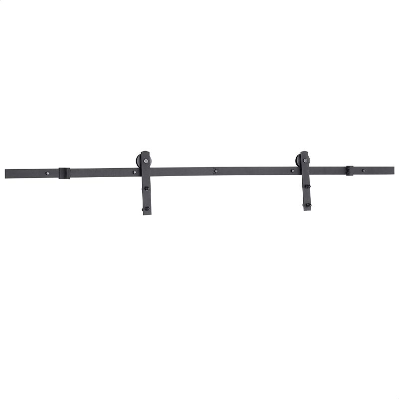 Photo 1 of Amazon Basics AB-BDH102 Sliding Barn Door Hardware Kit-I-Shape Hanger, 6.6-Foot, Black
