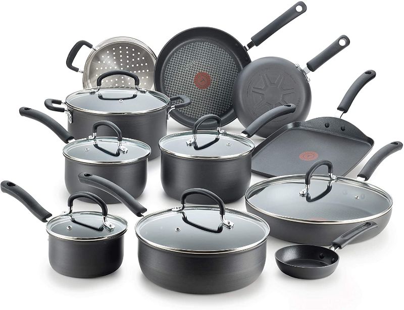 Photo 1 of ***COMPLETE SET***, ***NEVER USED***
T-fal Ultimate Hard Anodized Nonstick 17 Piece Cookware Set, Black
