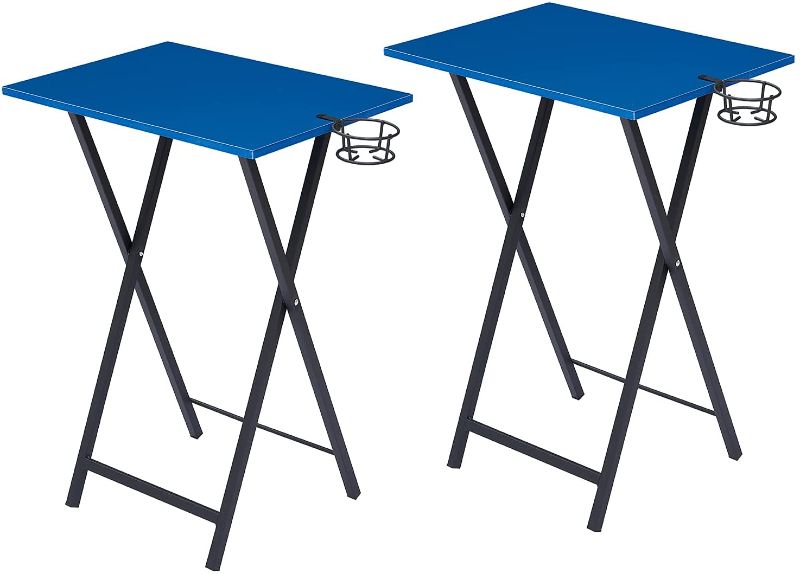 Photo 1 of ***USED***
VECELO Portable TV Trays Set of 2 Folding Snack Eating Tables with Cup Holder, Suitable for Couch, Kitchen, Living Room and Bedroon, Easy Assembly and Storage, Sturdy, Dark Blue