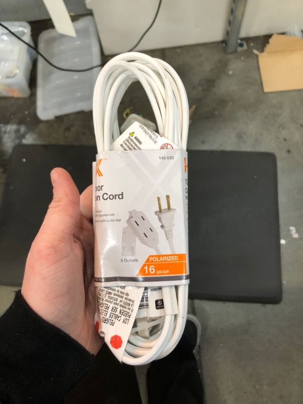 Photo 2 of 12 ft. 16/2 Cube Tap Extension Cord, White, set of 8 cords