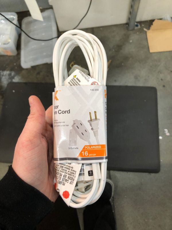 Photo 2 of 12 ft. 16/2 Cube Tap Extension Cord, White, set of 11 cords
