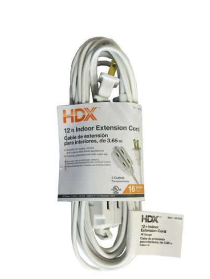 Photo 1 of 12 ft. 16/2 Cube Tap Extension Cord, White, set of 10 cords
