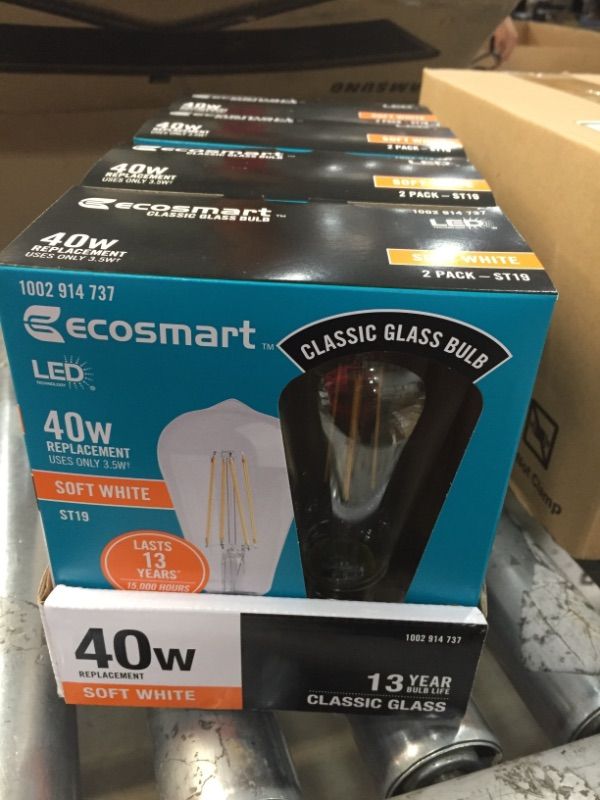 Photo 2 of ***SOLD AS IS***
40-Watt Equivalent ST19 Dimmable Clear Glass Filament Vintage Edison LED Light Bulb Soft White 4 (2-Pack)