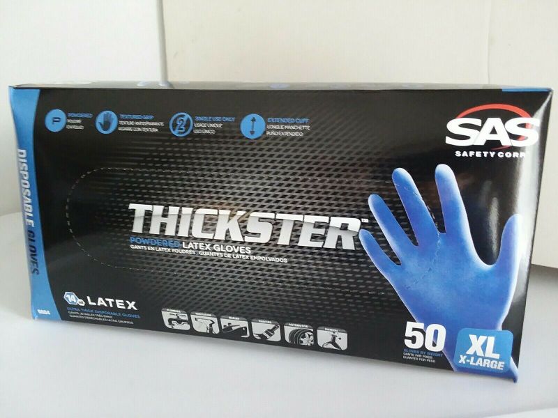 Photo 1 of ***SOLD AS IS***
SAS Safety Thickster Powered Latex Disposable Gloves Size X L 14 Mil 50 Count (2EA)
