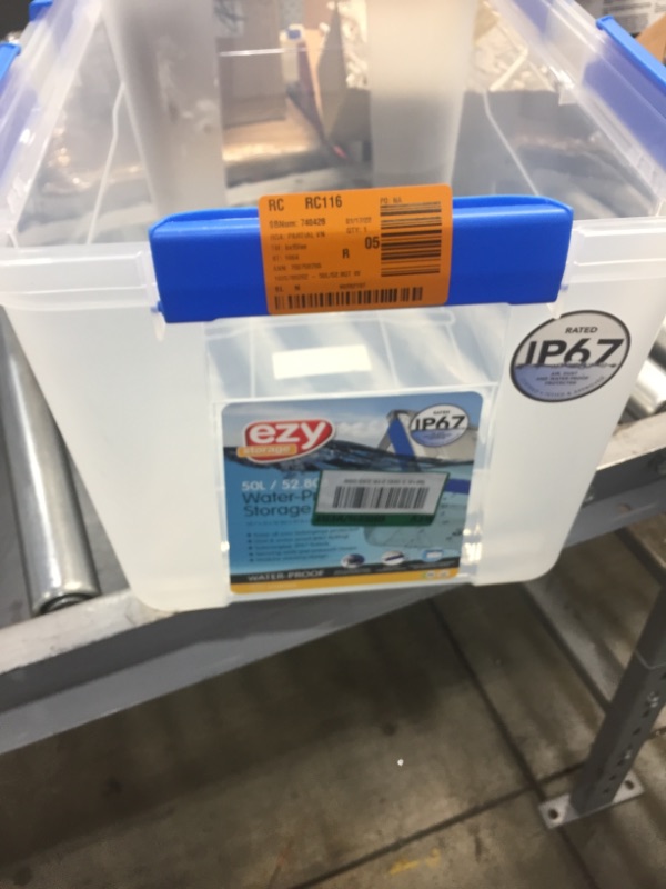 Photo 2 of (2) Ezy Storage
50L/52.8Qt Waterproof Clear Latch Tote IP-67 *** NO LIDS SMALL CRACK IN BOTTOM***