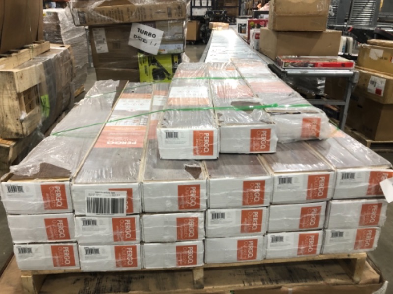 Photo 3 of ****pallet of 21 cases *****Pergo Outlast+ 6.14 in. W Auburn Scraped Oak Waterproof Laminate Wood Flooring (16.12 Sq. Ft./case), Dark
