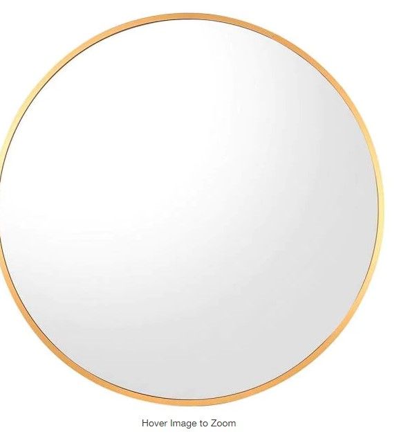 Photo 1 of 24 in. W x 24 in. H Medium Round Brushed Aluminum Modern Framed Wall Bathroom Vanity Mirror in Gold
