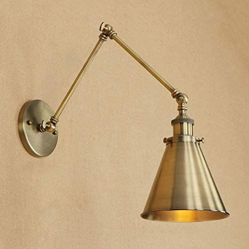 Photo 1 of **MISSING HARDWARE**
Adjustable Brass Finish 1 Light Wall Sconce - LITFAD 7" Industrial Wall Lamp Mounted Lighting Fixture with Cone Shade Rotatable Brass arm Sconce for Living Room Bedside Hallway Foyer
