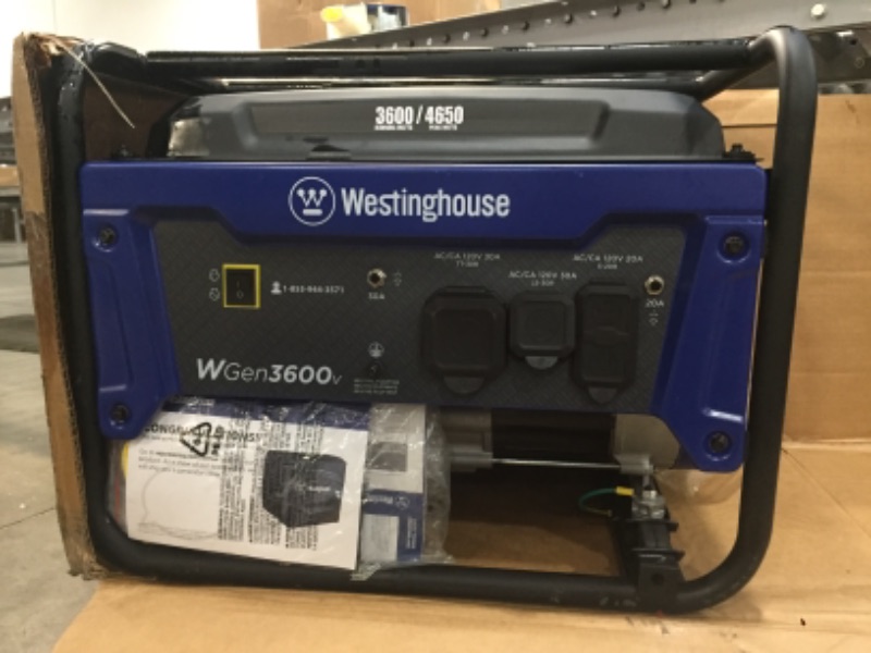 Photo 2 of **PARTS ONLY** Westinghouse Outdoor Power Equipment WGen3600v Portable Generator 3600 Rated and 4650 Peak Watts, RV Ready, Gas Powered, CARB Compliant
