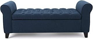 Photo 1 of  Dark GreenTufted Fabric Armed Storage Bench
