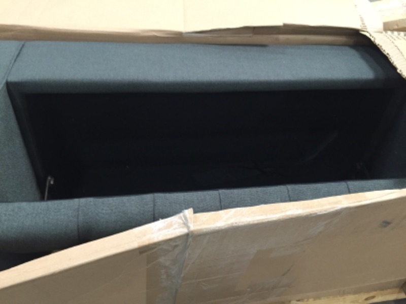 Photo 3 of  Dark GreenTufted Fabric Armed Storage Bench
