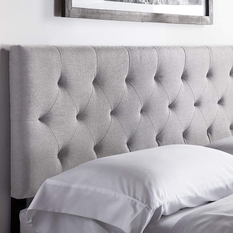 Photo 1 of 34" - 46" LUCID Mid-Rise Upholstered Headboard, Queen, Stone
