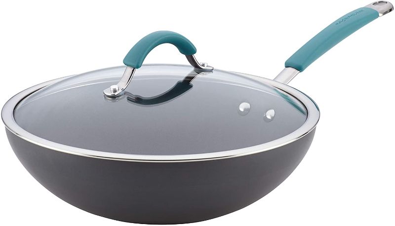 Photo 1 of **ACTUAL COLOLR IS DIFFERENT*
Nonstick Stir Fry Wok Pan with Lid, 11 Inch, Gray 
