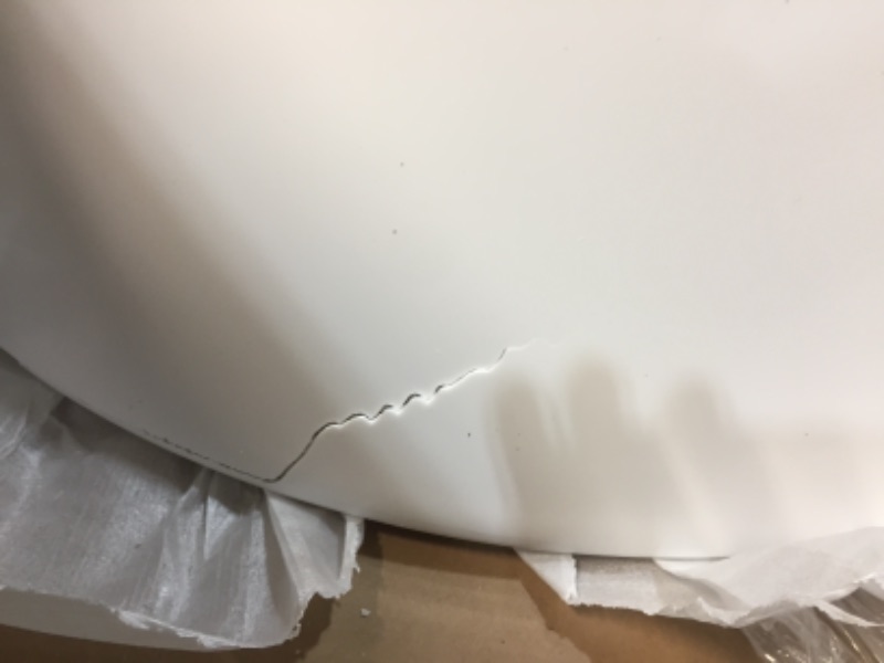 Photo 2 of **FRAME HAS CRACKS, REFER TO PHOTO**'
Clovis 55 in. Acrylic Flatbottom Alcove Freestanding Soaking Non-Whirlpool Bathtub in White
